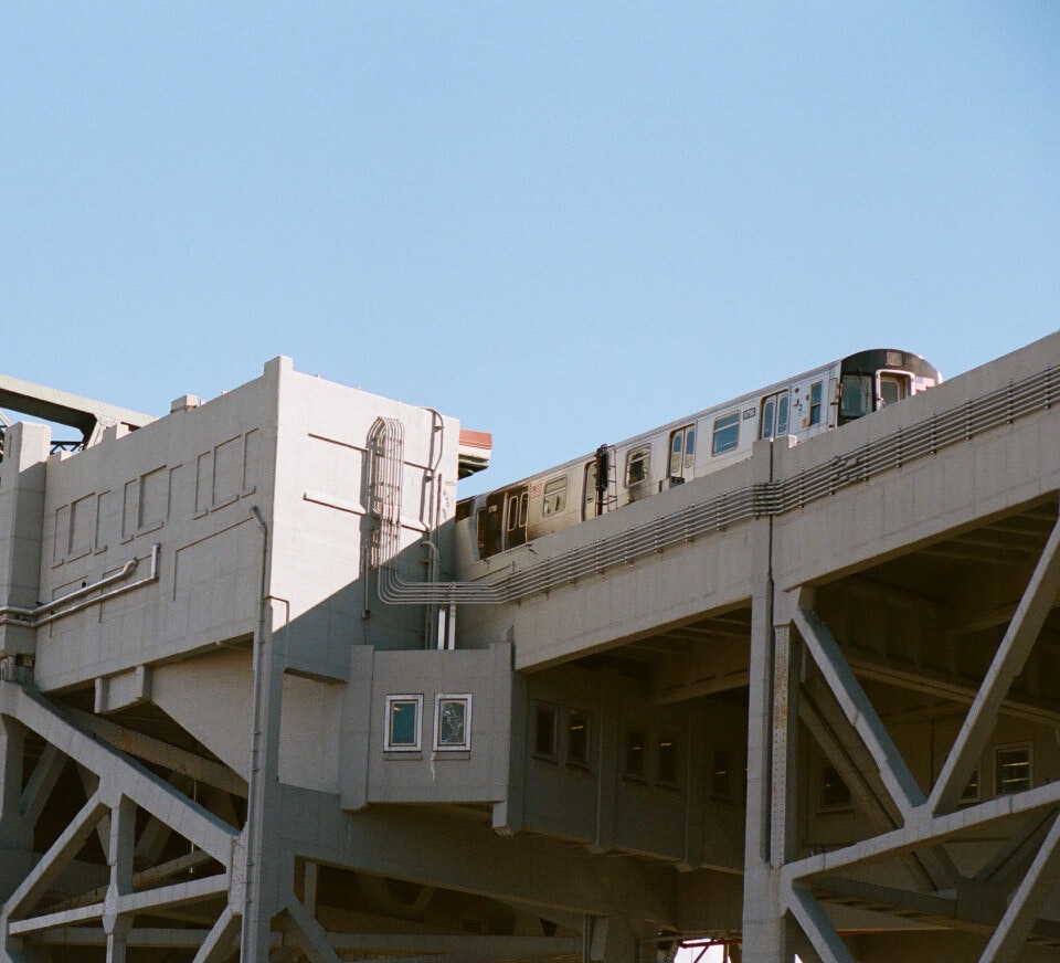 Subway train on a bridge in Gowanus, New York