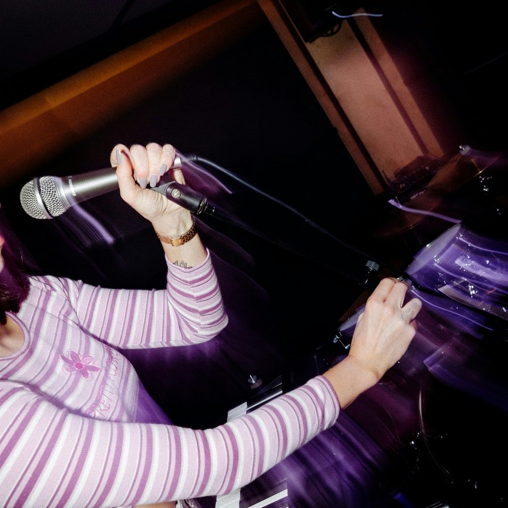 Pirate artist performing on keyboard and singing