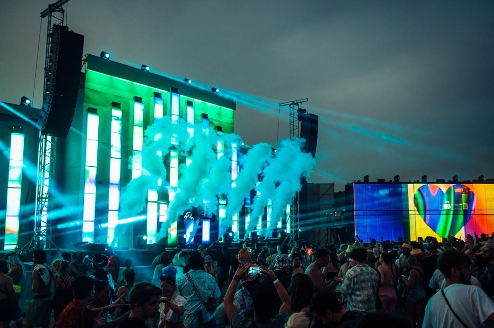 Boomtown Festival Main Stage at night