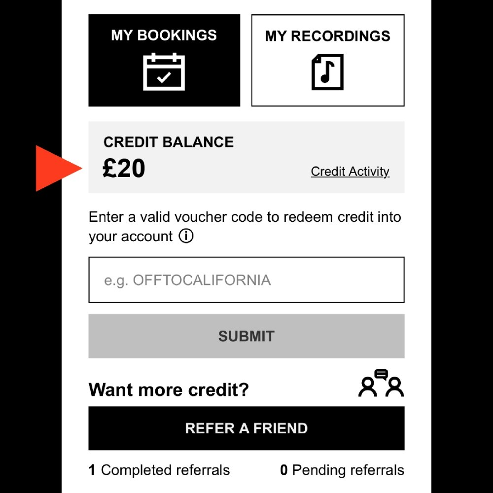 Once your friend has had their first session, you’ll both get free studio credit in your account instantly