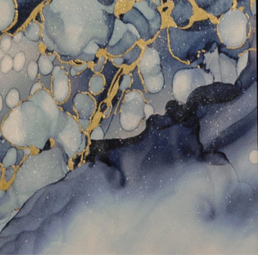 close up on marble with gold accents