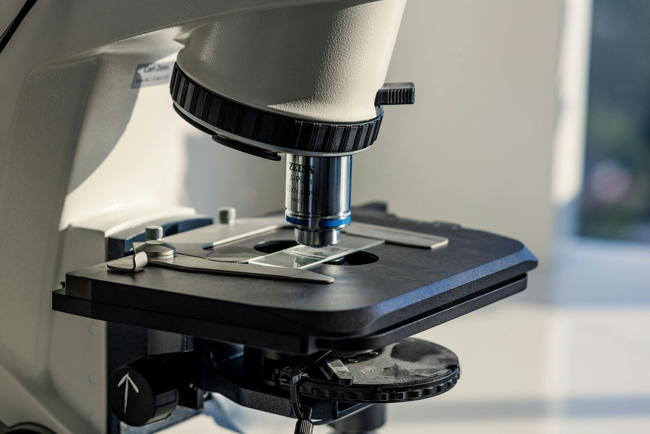 close up on microscope