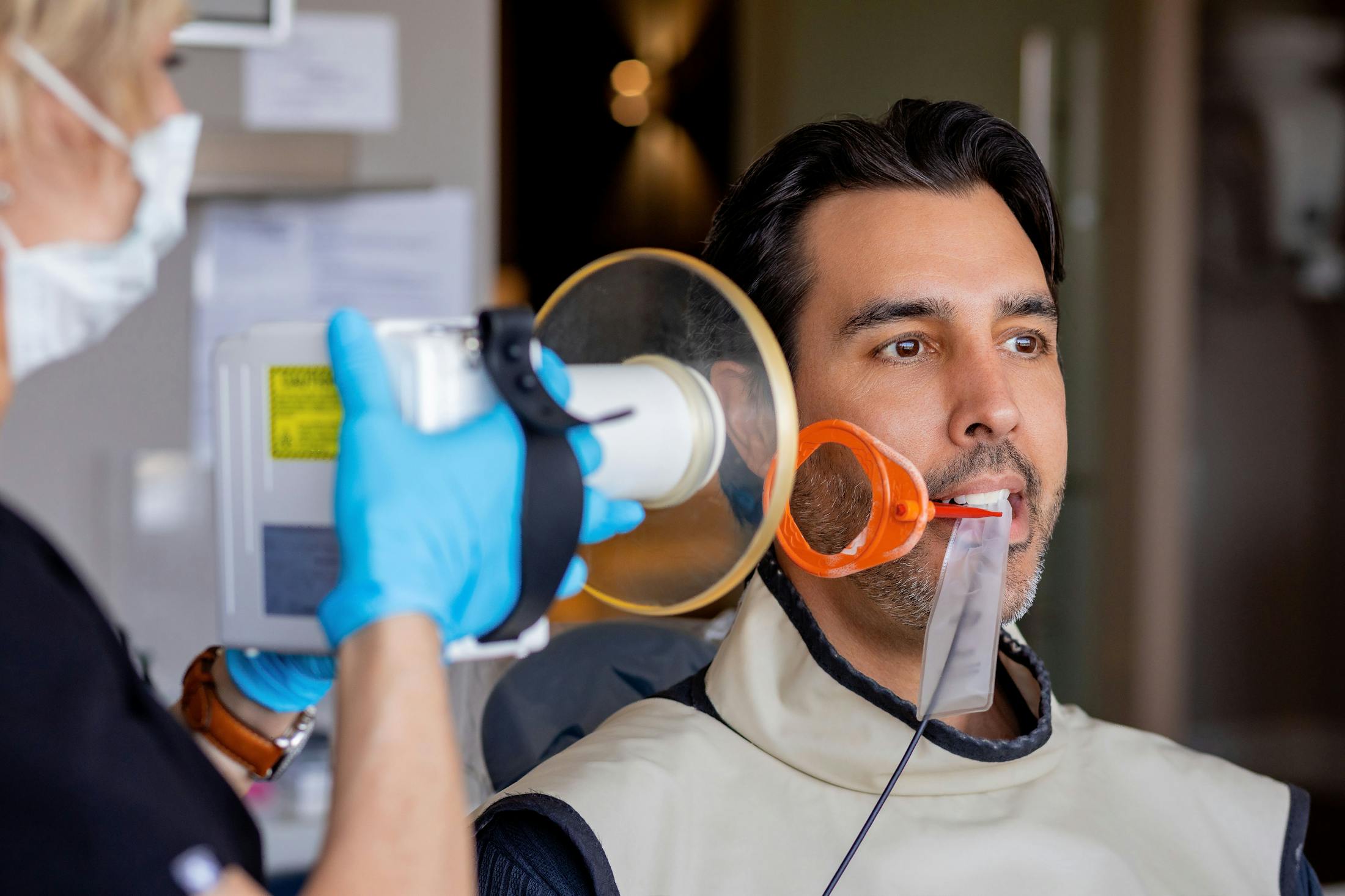 male patient getting x-ray done