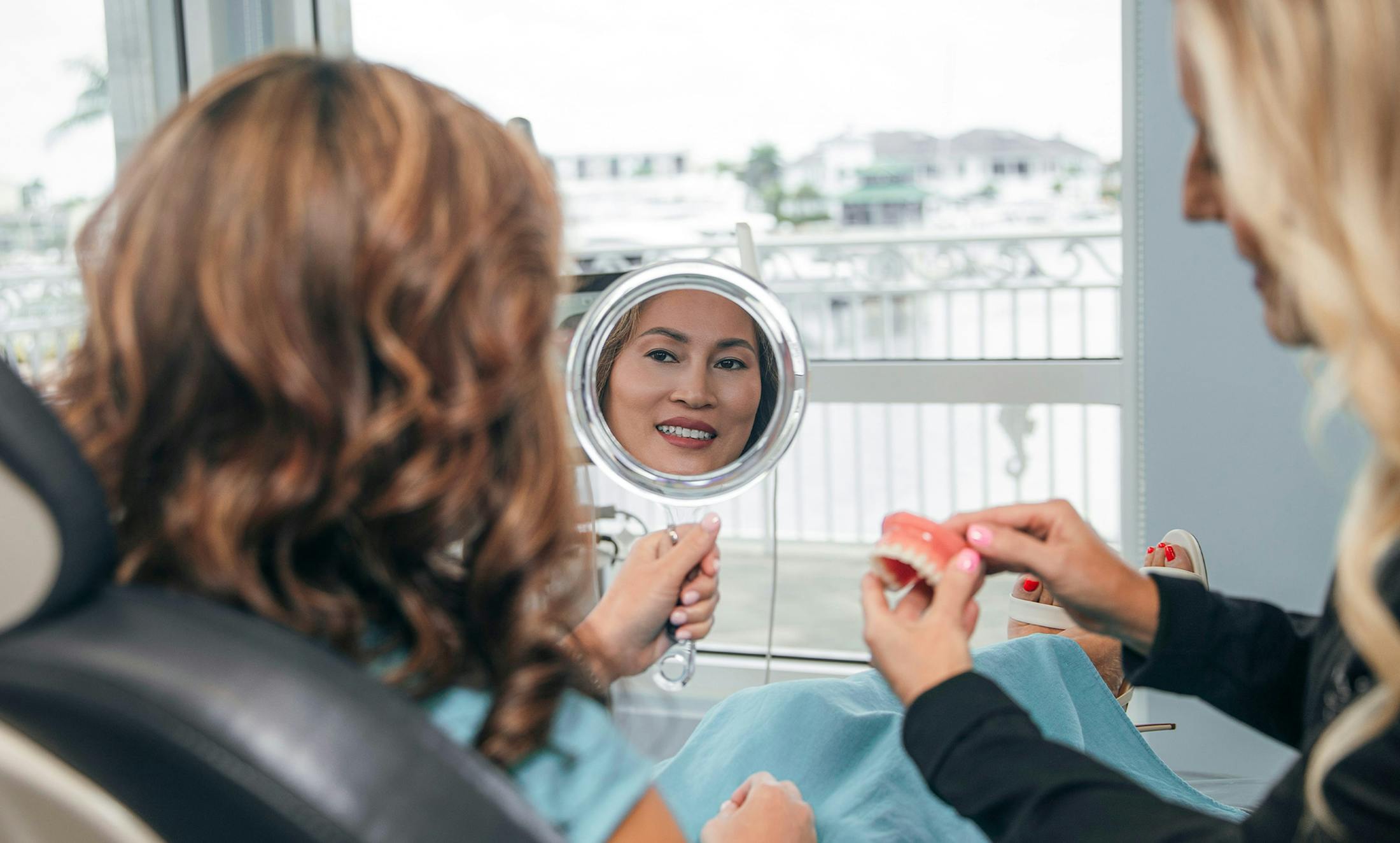 patient looking in a mirror