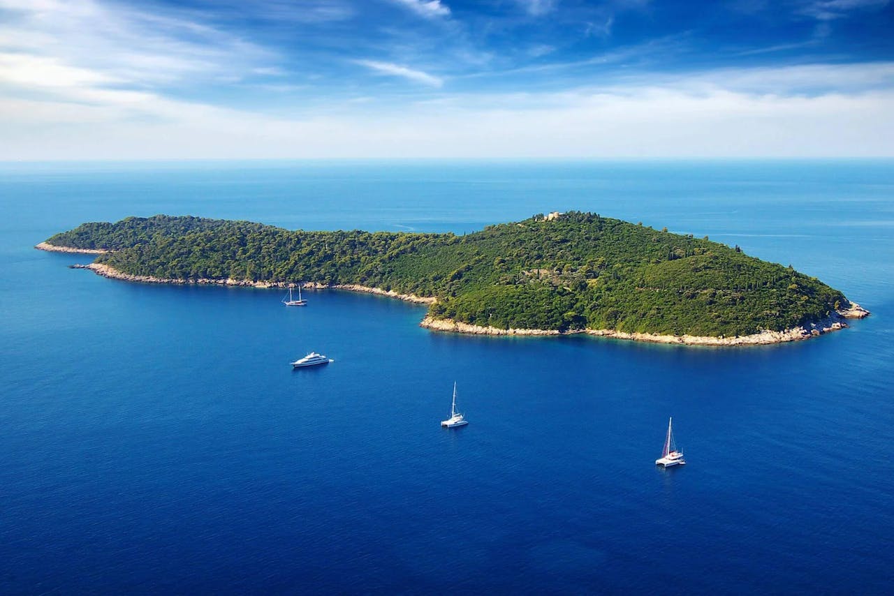dubrovnik boat rent Elaphites & Lokrum Island Tour From Dubrovnik aerial photo