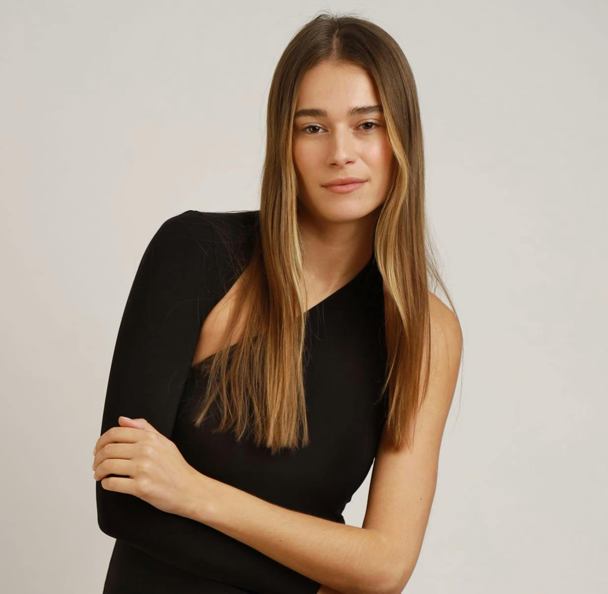 woman with long straight hair