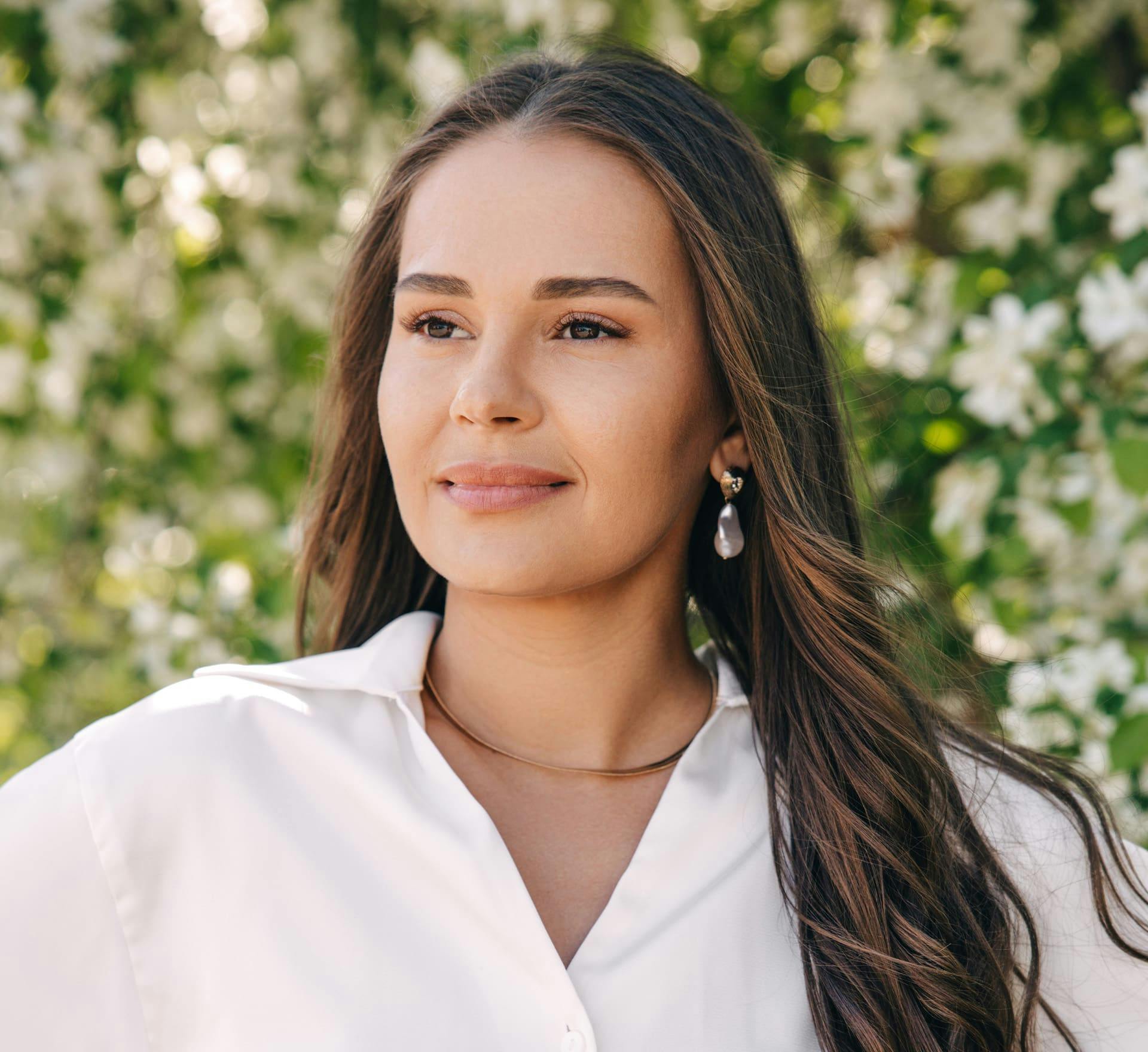 Woman smiling outside