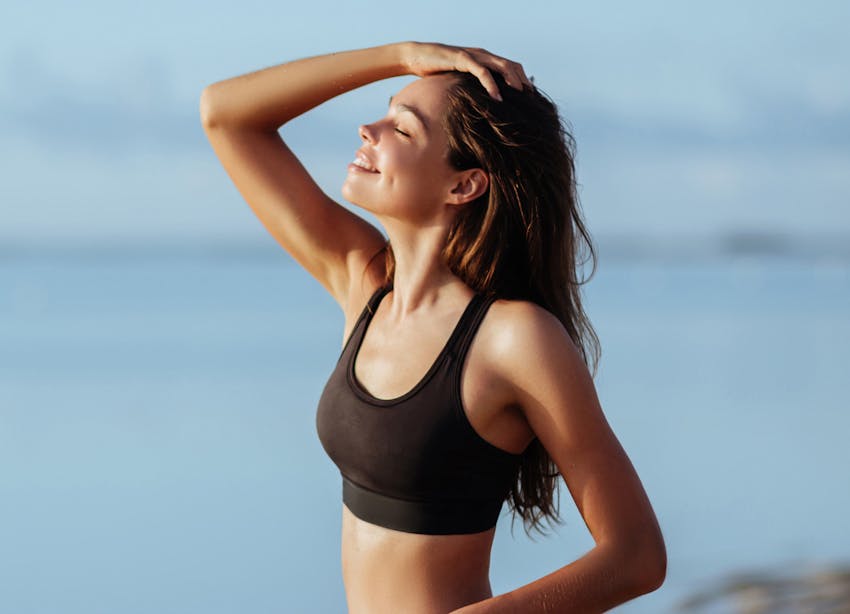 Woman with her hand in her hair