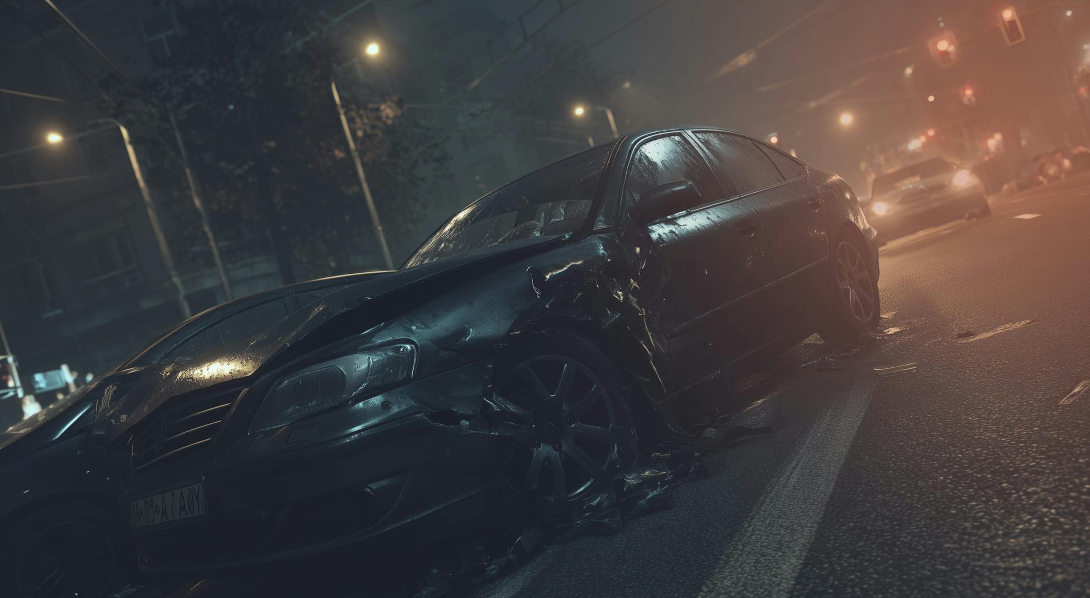 Aftermath of a car wreck