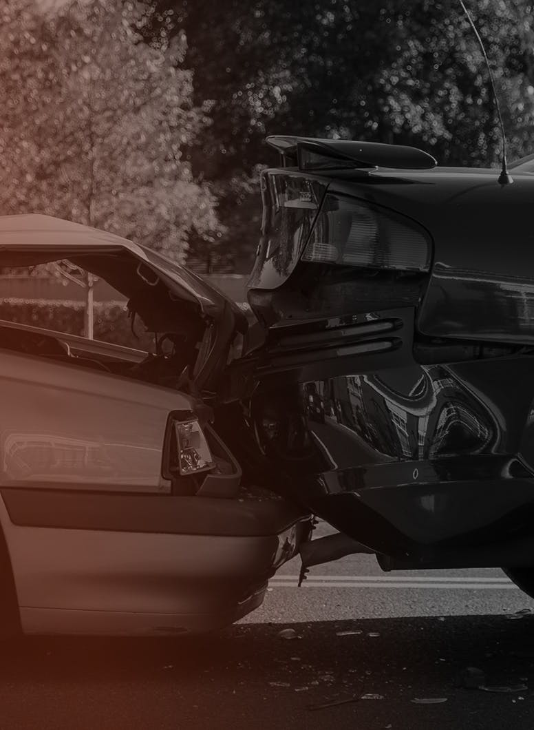 close up of a rear-end car accident