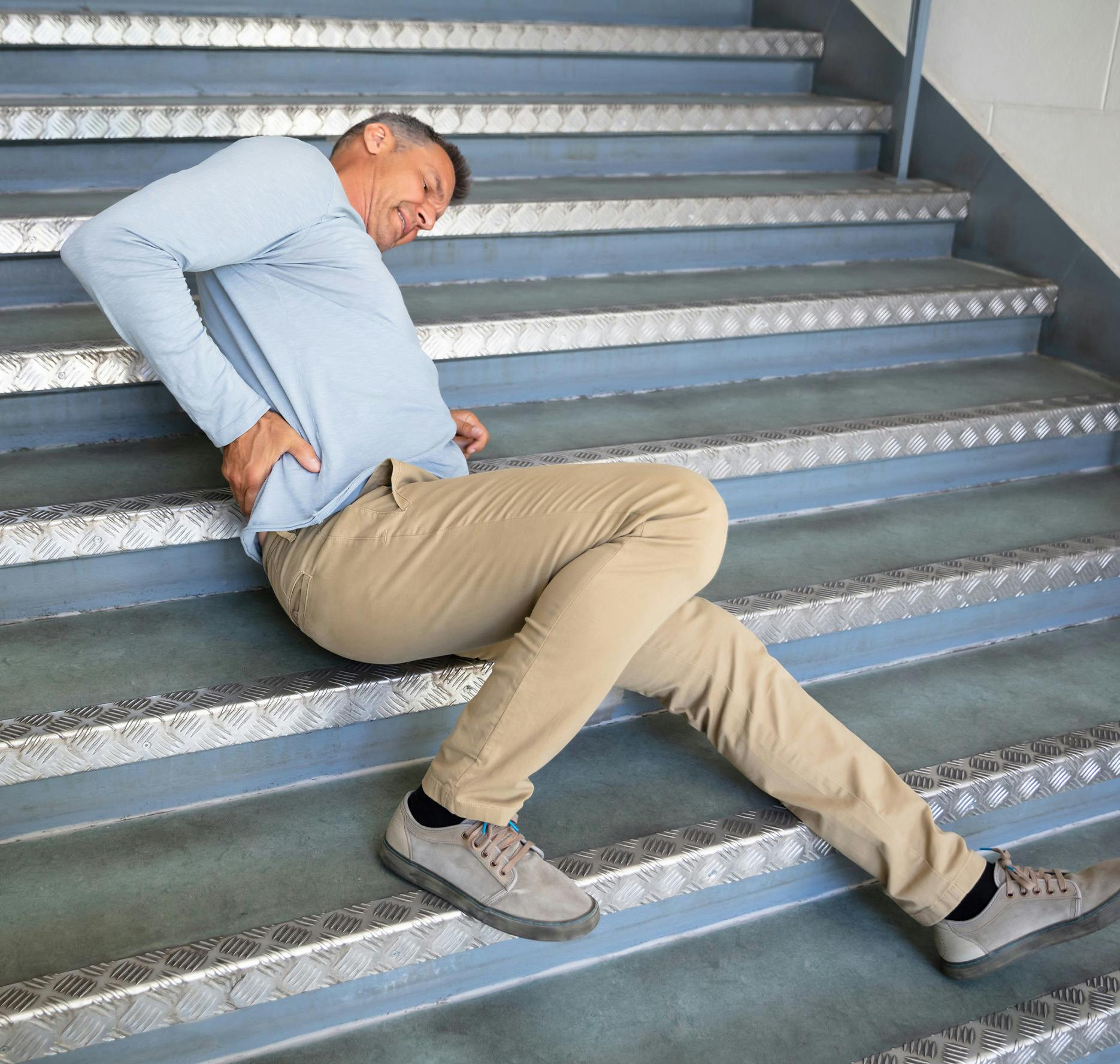 man fallen down the stairs