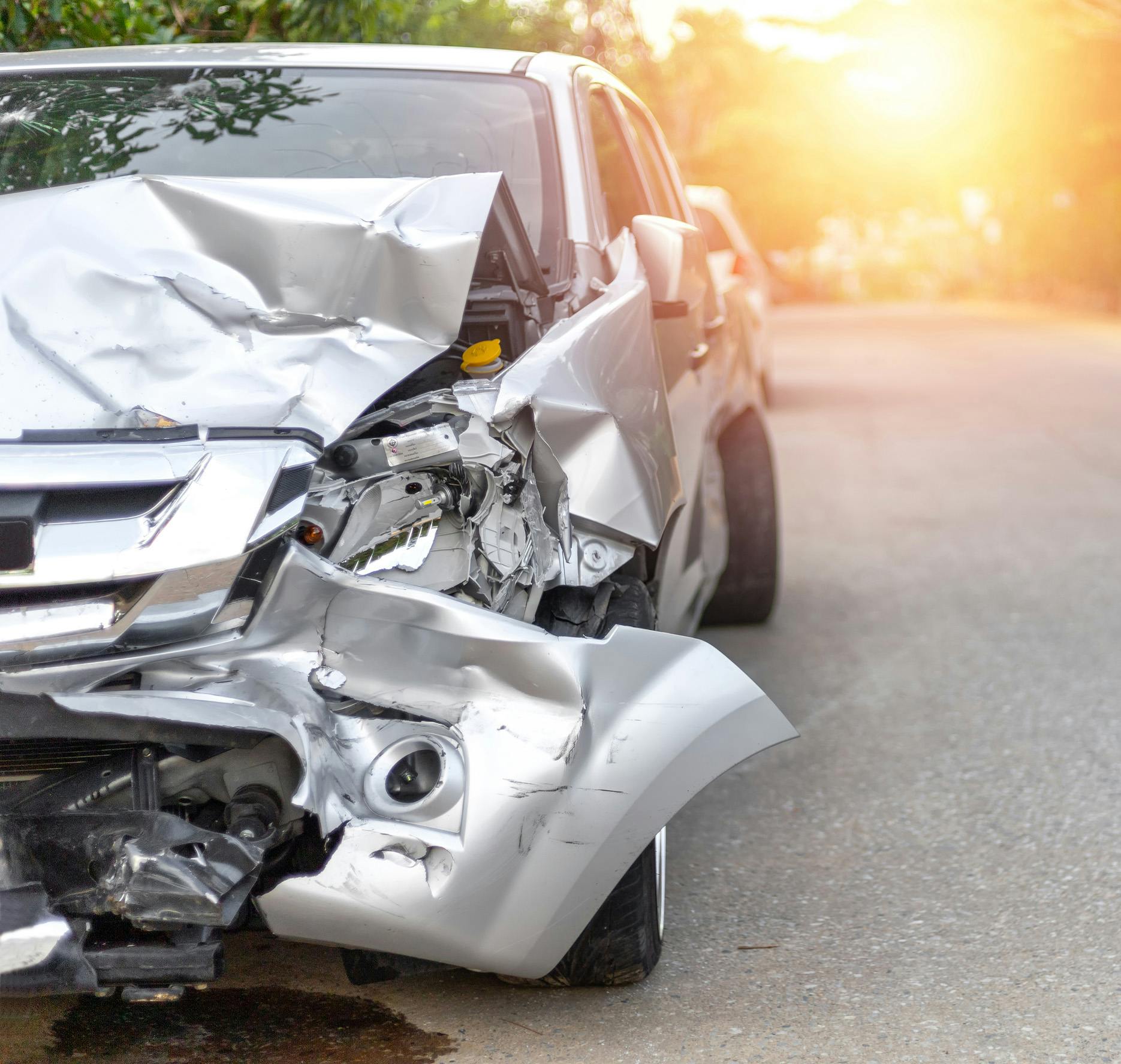 car with front bumper crashed