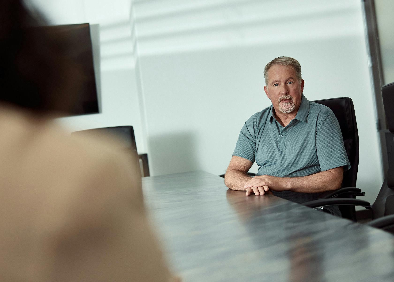 man at desk