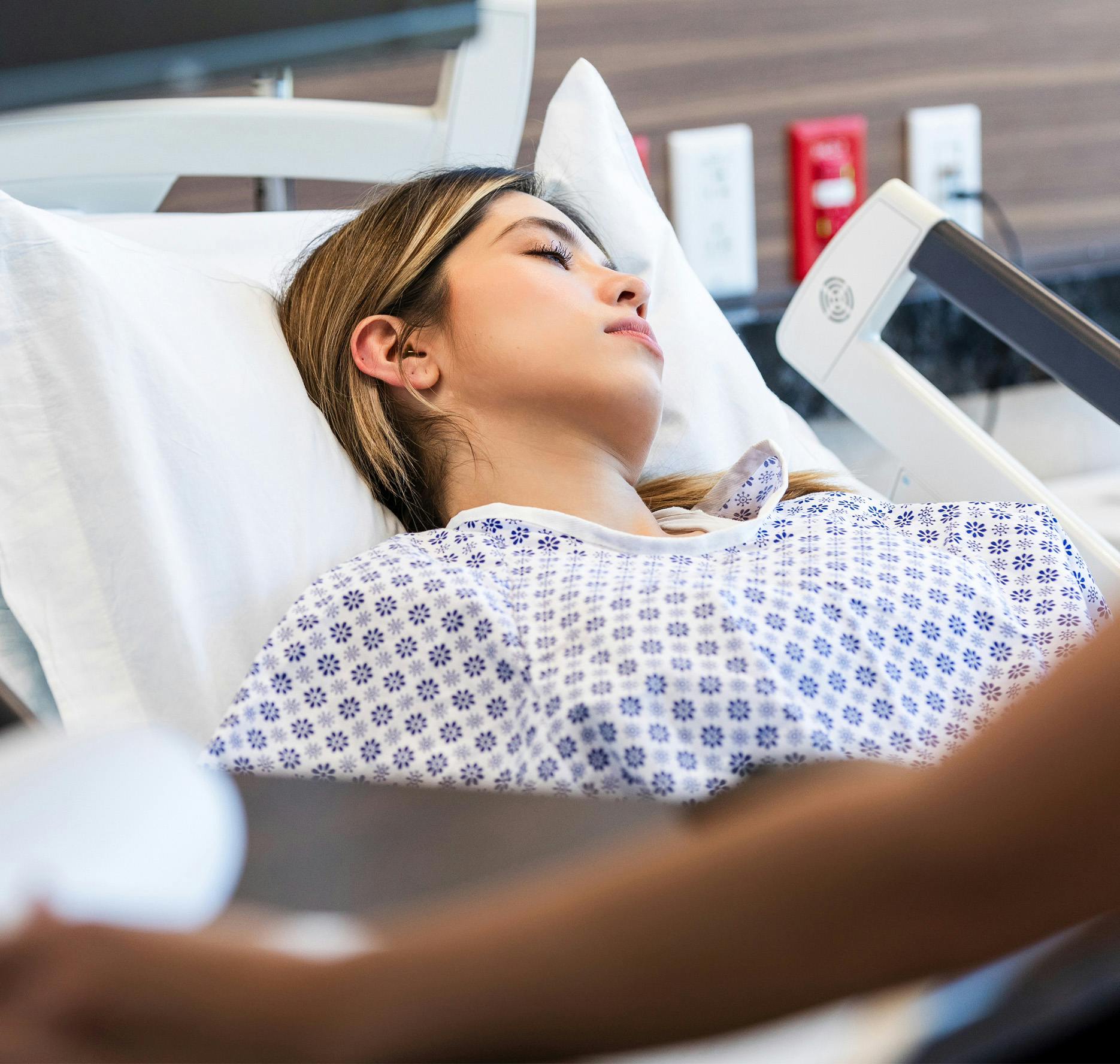 woman in hospital bed