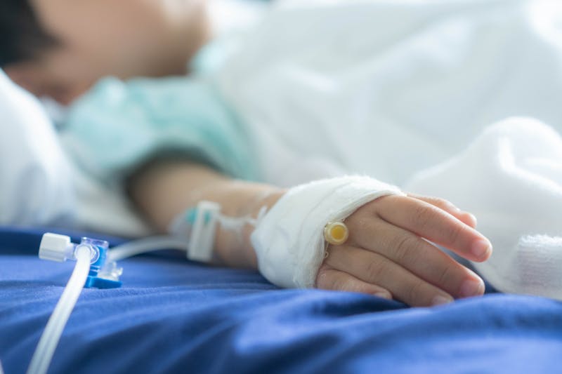 A child in hospital bed