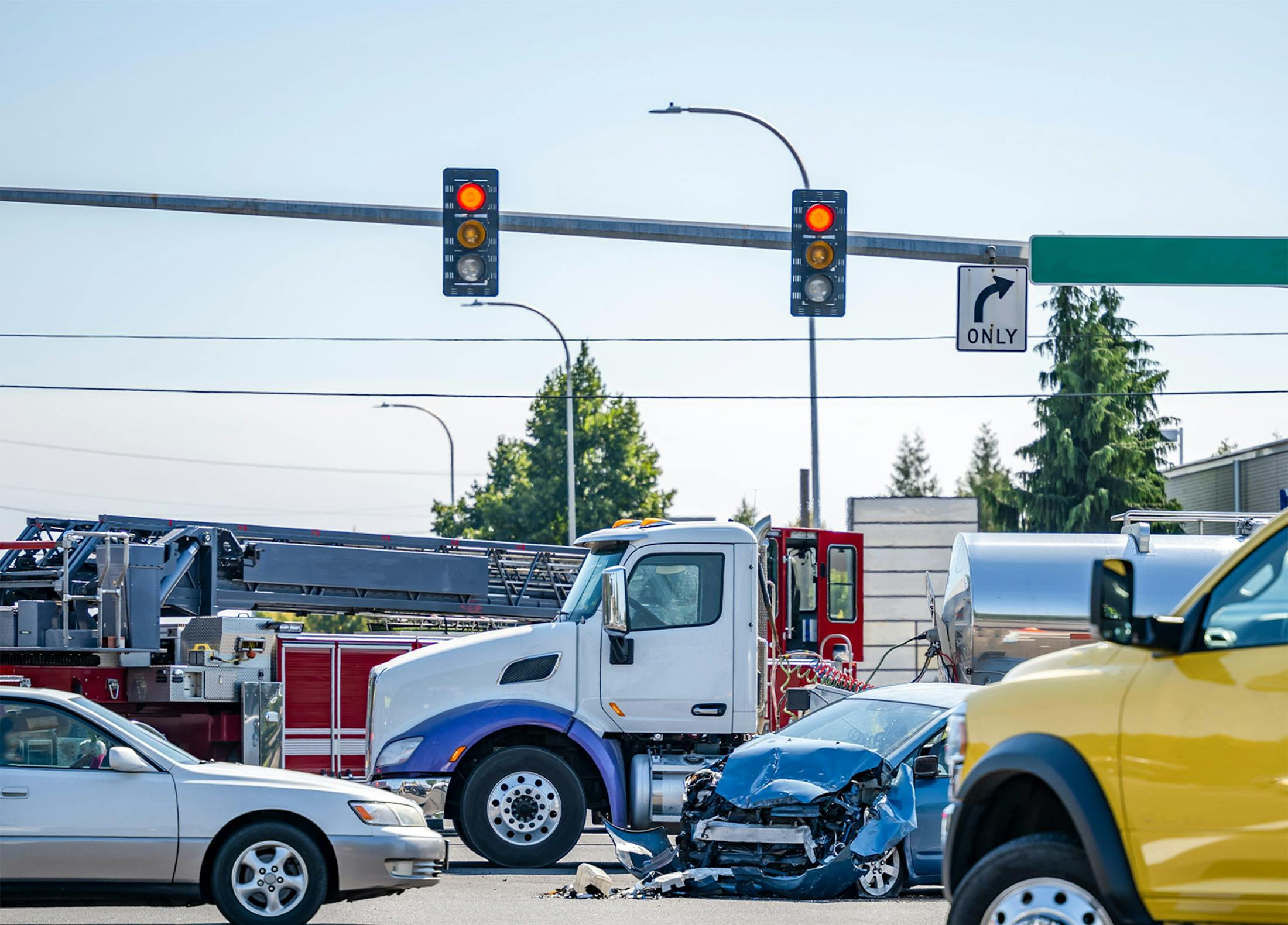 18-wheeler crashed and flipped