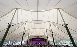 Ce?cile McLorin Salvant performs in the Venetian Theater at Caramoor in Katonah New York on July 18, 2015.  (photo by Gabe Palacio)
