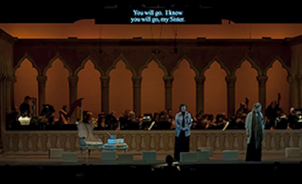 Jennifer Larmore, mezzo-soprano, and Jennifer Check, soprano, in Dialogues des CarmÈlites by Francis Poulenc, in the Venetian Theater at Caramoor in Katonah New York on July 23, 2015. (photo by Gabe Palacio)