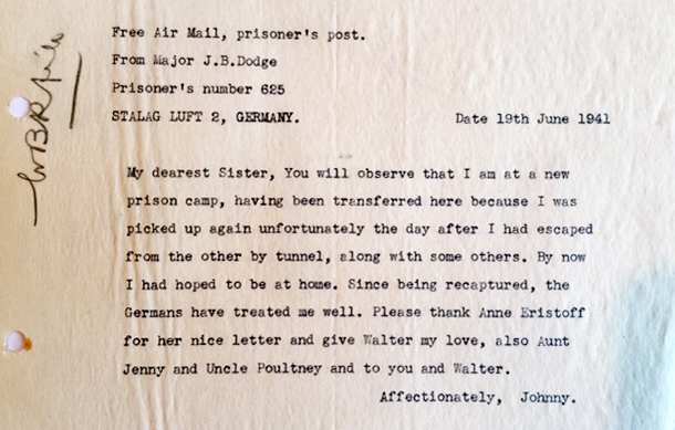 Letter from Johnny to Lucie, Caramoor Archives