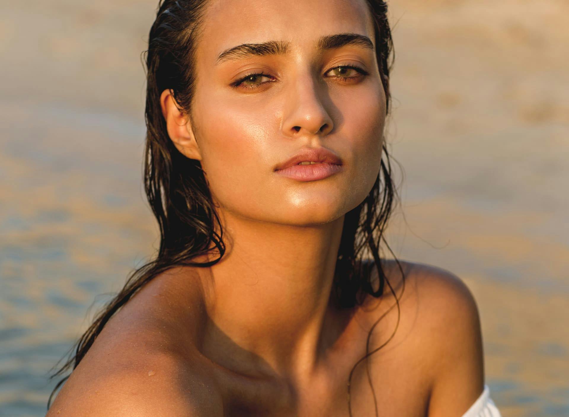 woman with wet hair looking forward