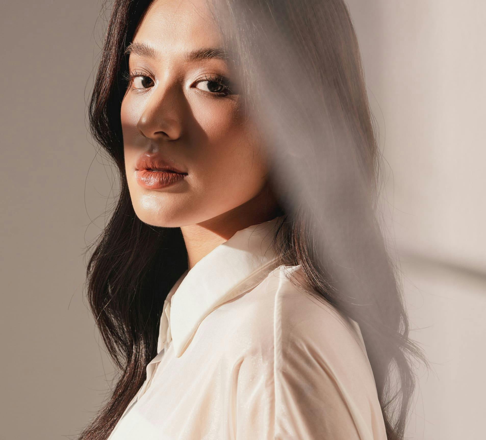 woman looking over her shoulder