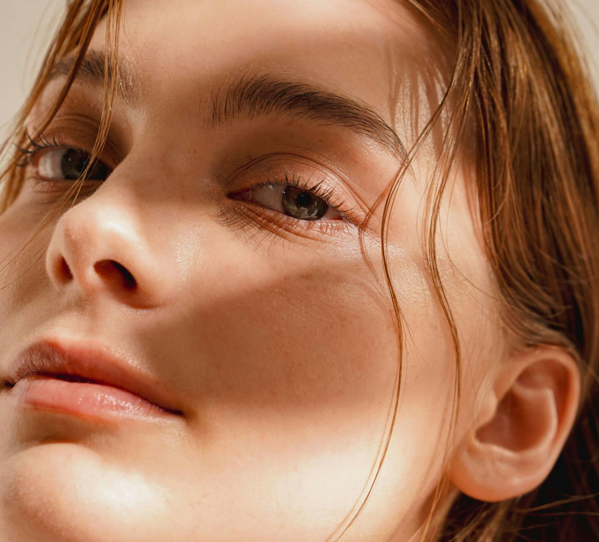 close up on woman's face