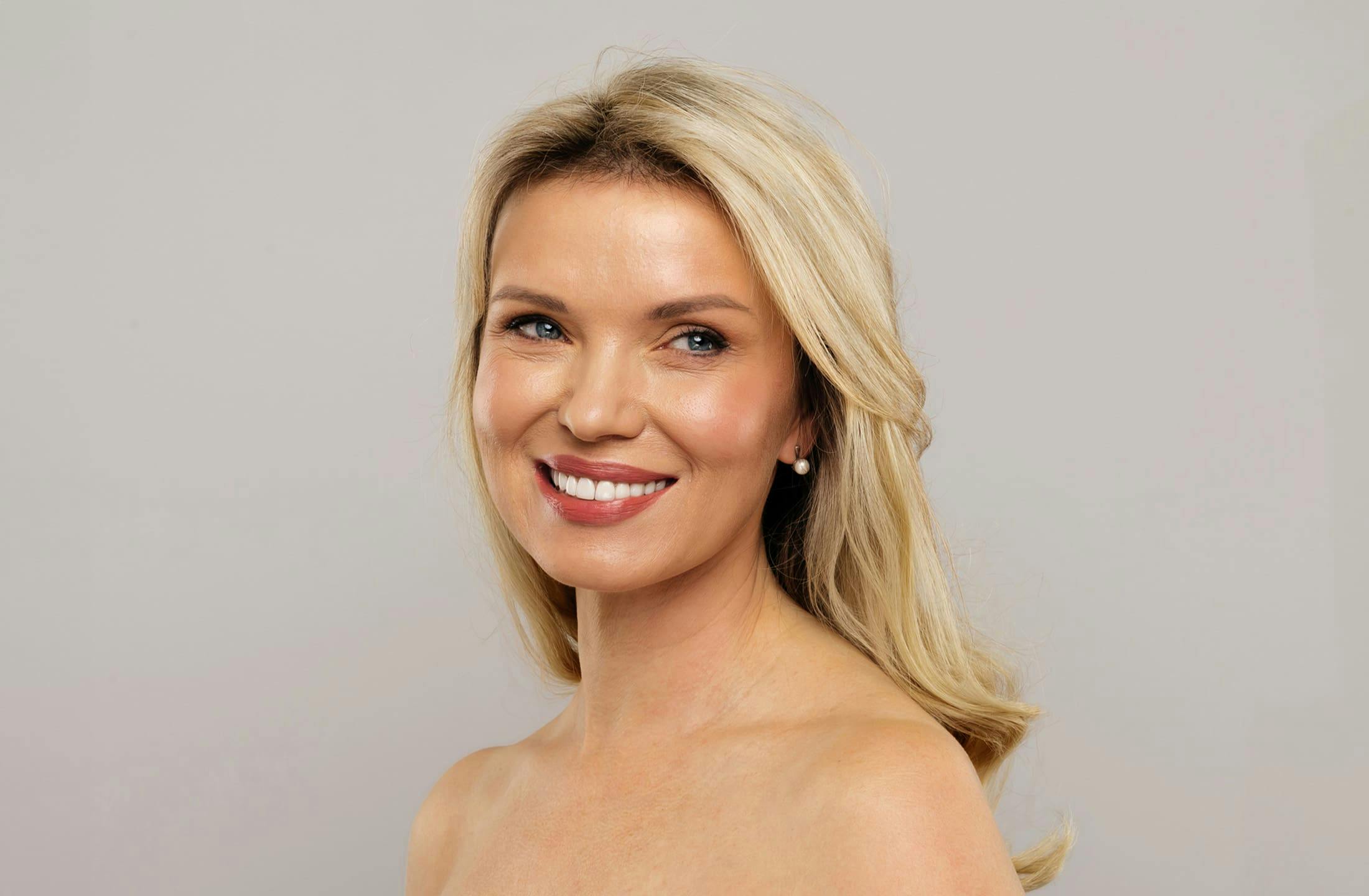 blonde woman smiling