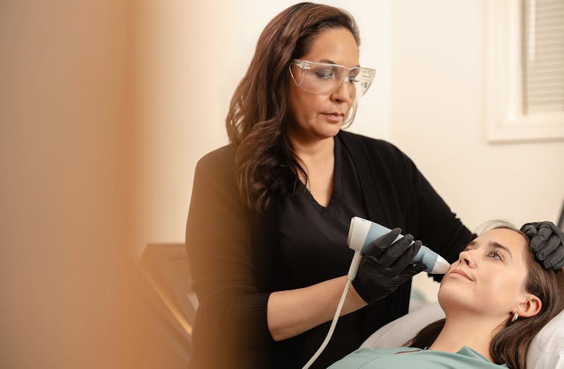 Doctor and patient during treatment