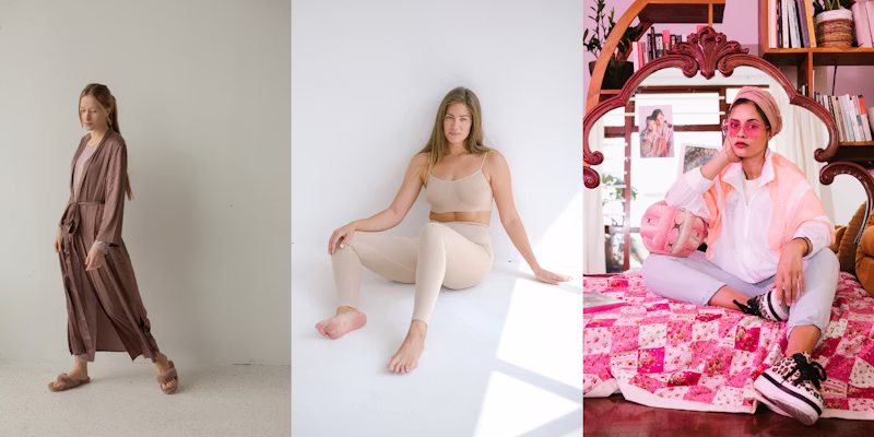 montage photo de trois femmes avec des tenues d'intérieur chic