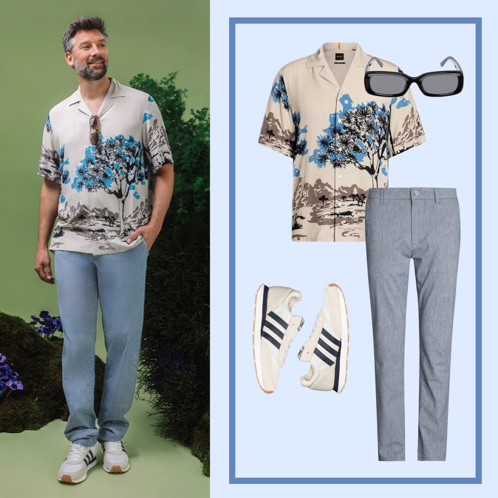 Leinen Hemd mit Print