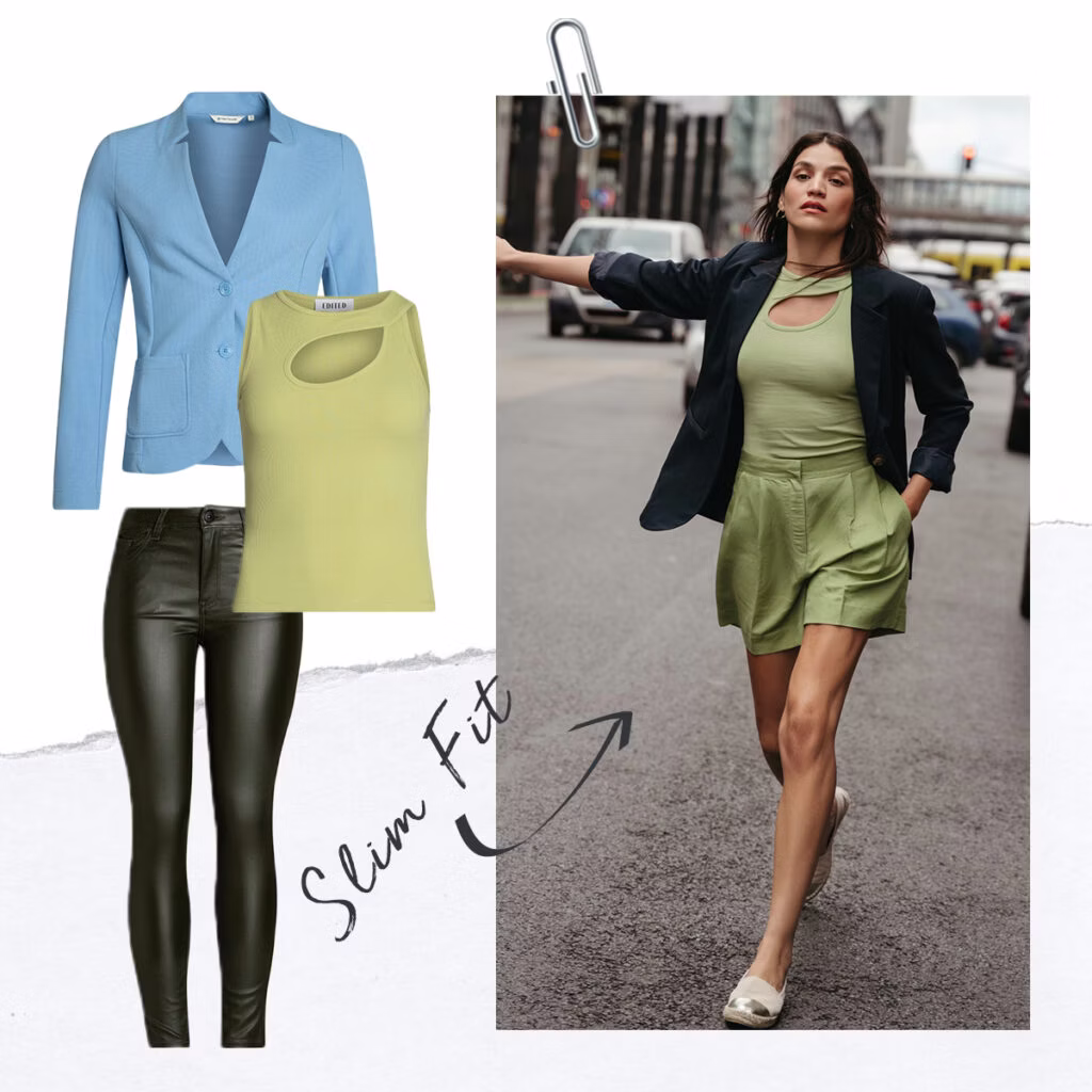 Slim Fit: Figurbetone Tops, Lederhosen und Blazer