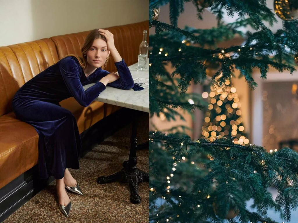 Elegantes Samtkleid in Dunkelblau