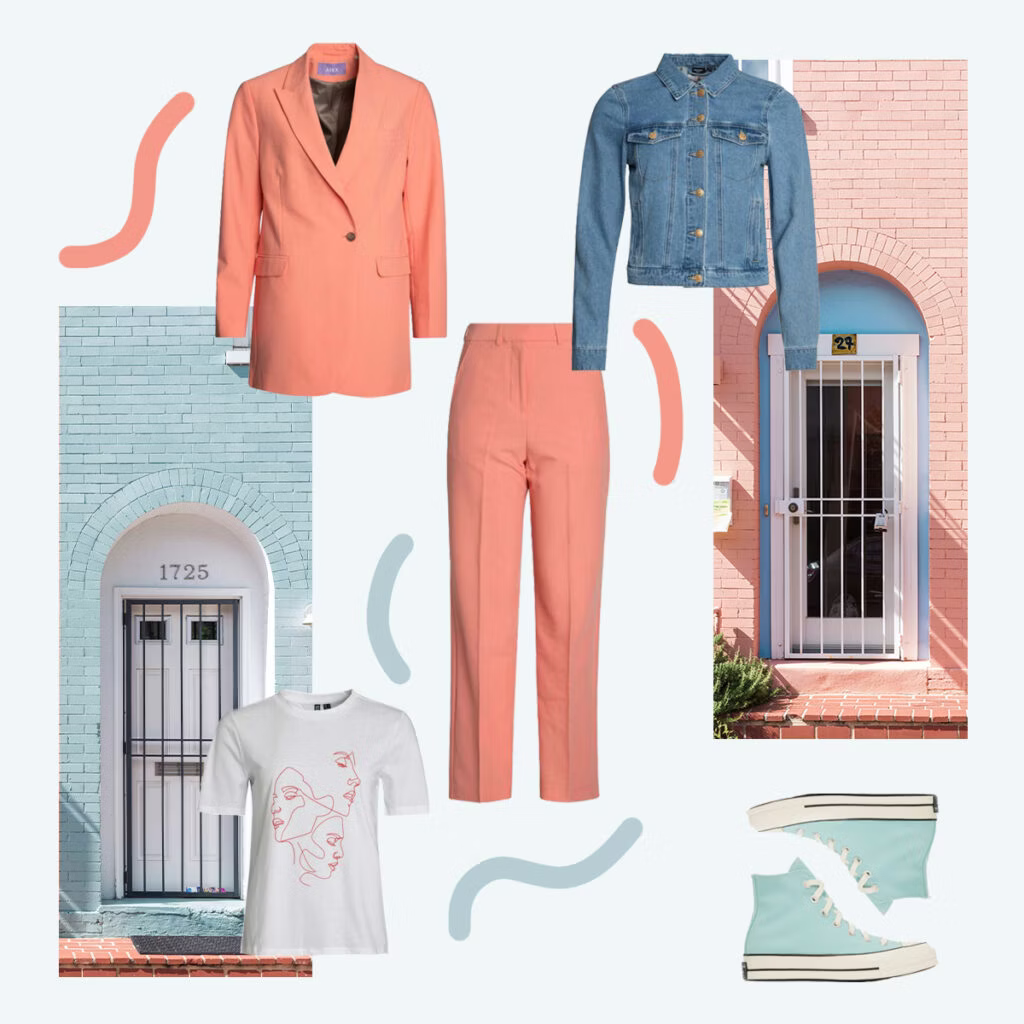 Frühlingsfarben: Pfirsich und Himmelblau kombinieren