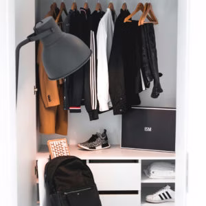 furniture, indoors, closet, room, walk-in closet, blackboard