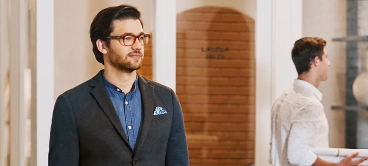 adult, male, man, person, clothing, coat, glasses, blazer, jacket, conversation