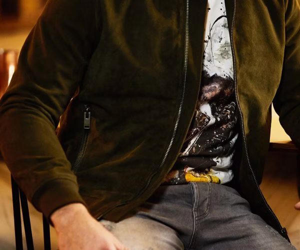 clothing, coat, jacket, blazer, adult, male, man, person, pants