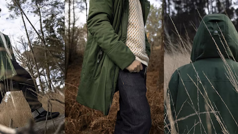 clothing, coat, fashion, person, adult, male, man, female, woman, shoe