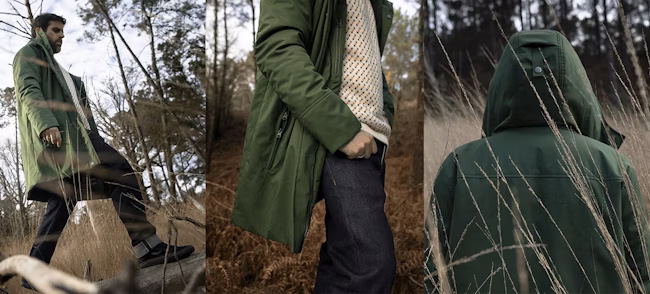 clothing, coat, fashion, person, adult, male, man, female, woman, shoe