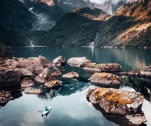 nature, outdoors, scenery, rock, landscape, lake, water, wilderness, mountain, person