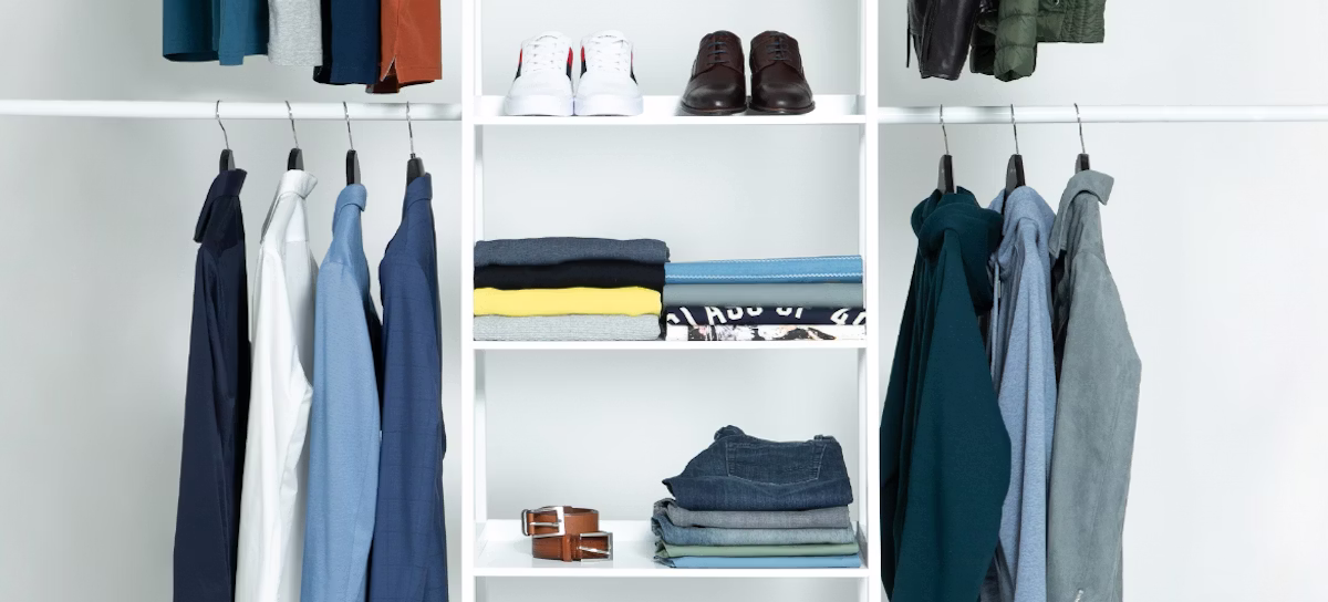 furniture, closet, clothing, footwear, shoe, indoors