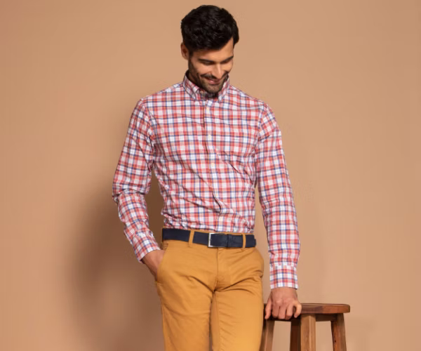 clothing, shirt, dress shirt, adult, male, man, person, pants, accessories, belt