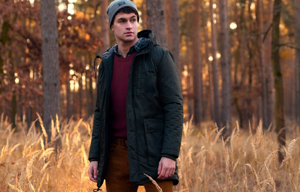 coat, jacket, vegetation, adult, male, man, person, hat, cap, woodland