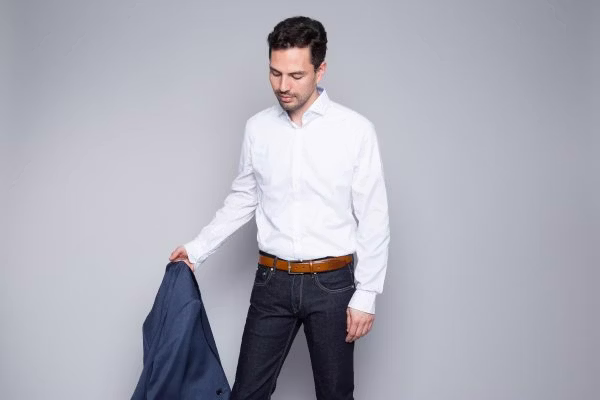 clothing, shirt, long sleeve, sleeve, pants, dress shirt, accessories, belt