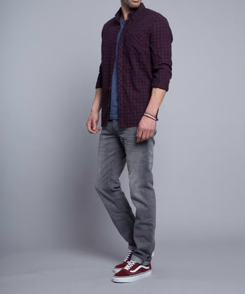 clothing, pants, jeans, blazer, adult, male, man, person, shirt, sneaker