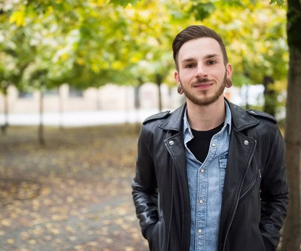 clothing, coat, jacket, adult, male, man, person, crew cut, hair, black hair