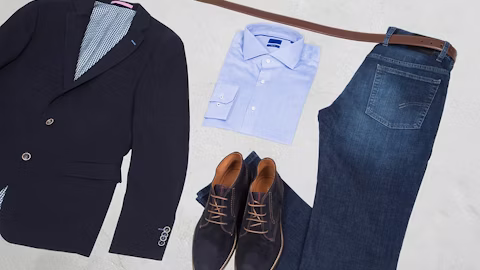 blazer, coat, jacket, pants, shoe, belt, jeans, formal wear, person, sneaker