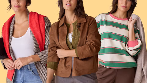 clothing, coat, jacket, knitwear, sweater, blazer, adult, female, person, woman