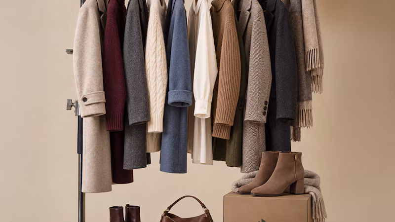 Garde-robe d’hiver femme avec mailles, pantalon, manteau et bottines faciles à associer