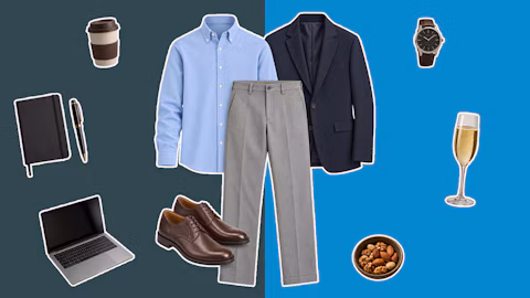 Smartes Weihnachtsfeier Outfit für Herren mit Blazer, Stoffhose und Hemd für Büro und Drinks