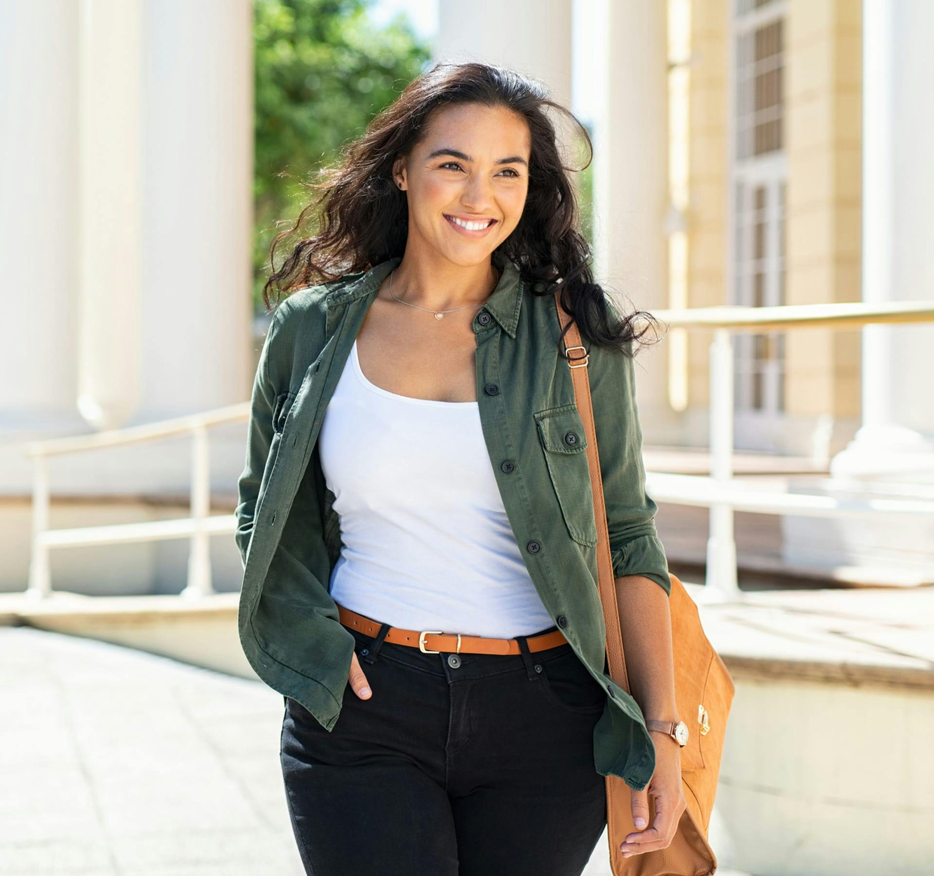 woman walking outside